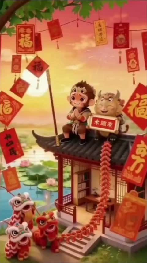 悟空與邦尼寶屋頂賀歲